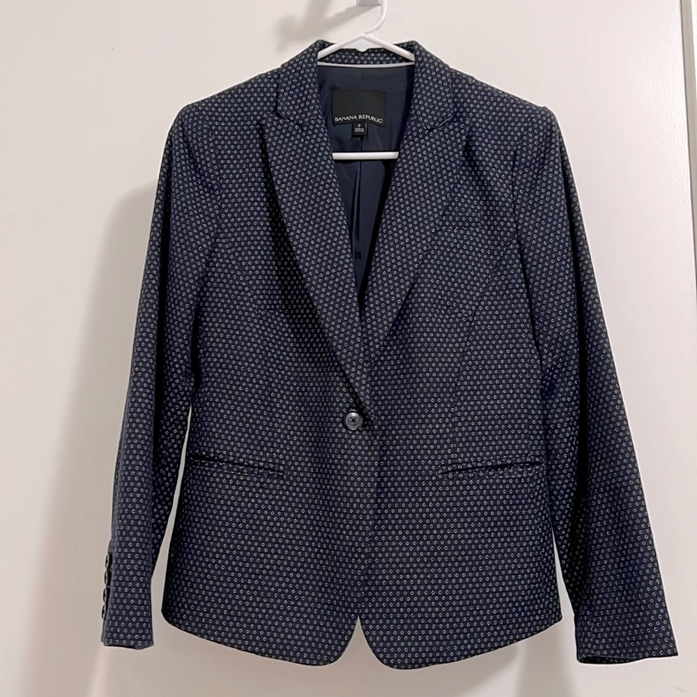 Banana Republic One Button Classic Blazer Size 2 Navy Blue